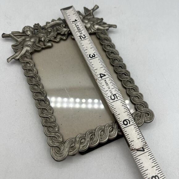 Vintage Pewter Picture Frame Cherubs Angels 3.5x5" Victorian Silver - Picture 5 of 5